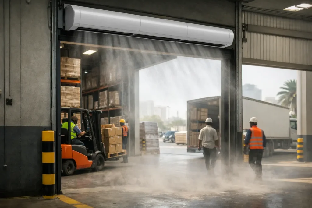 Air Curtain for Dust Control at Busy Entrances
